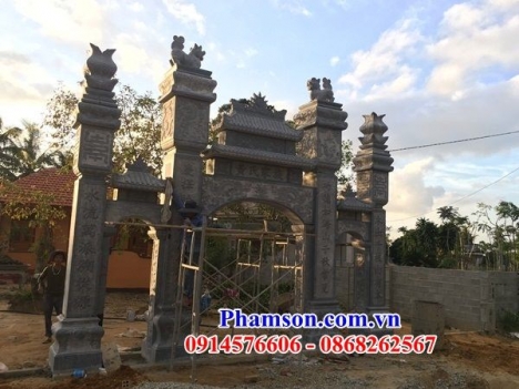 Xây cổng nhà thờ gia tộc tổ tiên bằng đá đẹp
