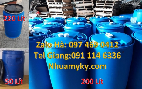 Phuy nhựa 150 lít nắp mở, Phuy nhựa xanh, Thùng phi màu xanh, Thùng phuy nhựa 120 lít, Thùng phuy nh