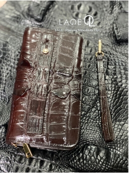 Clutch cá sấu nâu