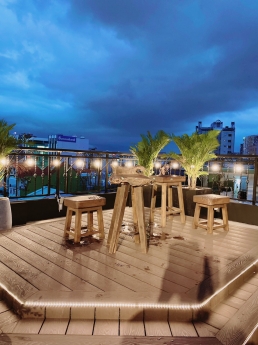 Cho thuê sân thượng, rooftop view bờ kè ngay Trường Sa, 8.5x20m đầy đủ trang thiết bị