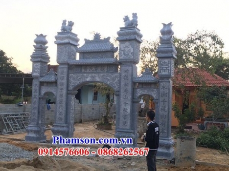 Xây cổng nhà thờ gia tộc tổ tiên bằng đá đẹp