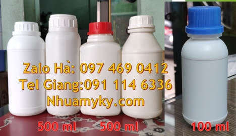 chai 500m chia vạch, bình nhựa 0.5 lít,Chai 50ml trắng sữa, Chai 500ml miệng nhỏ, Chai nhựa 30ml đựn