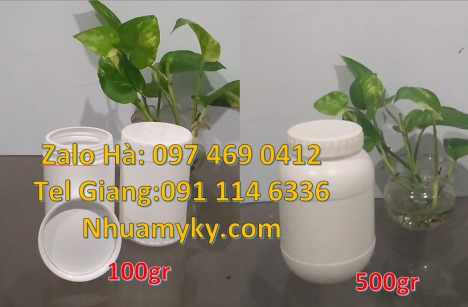 Hũ nhựa 200gr đựng hóa chất, hũ 0.5kg đựng tinh bột ngô, hũ 0.5kg đựng dung môi, hũ nhựa giá rẻ, h