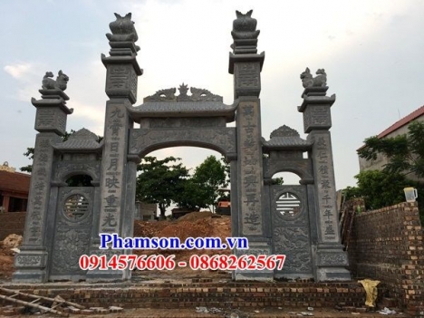Xây cổng nhà thờ gia tộc tổ tiên bằng đá đẹp