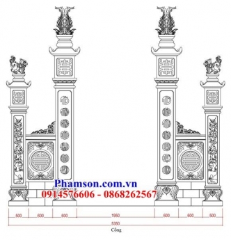 Xây cổng nhà thờ gia tộc tổ tiên bằng đá đẹp