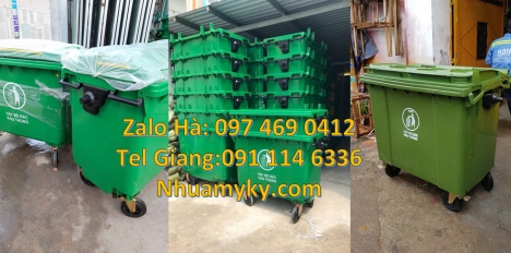 Xe rác đẩy tay 3 bánh hơi 1000L, xe chở rác 1000L, Xe thu gom rac đẩy tay các loại 2022, Xe rác chất