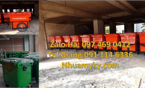 Xe rác đẩy tay 3 bánh hơi 1000L, xe chở rác 1000L, Xe thu gom rac đẩy tay các loại 2022, Xe rác chất