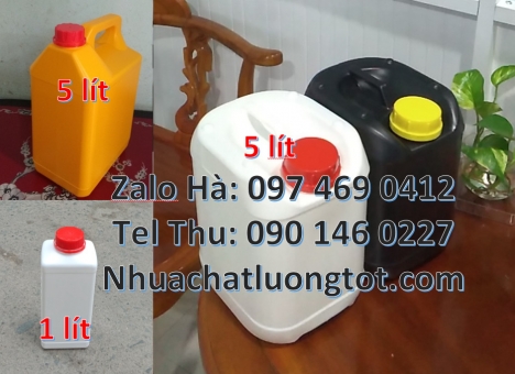 Can 2l tròn, can 4l vòi nhấn đựng nước rửa chén, can 5l trong đựng dầu tràm, Can 10l dẹp, Can nhựa 1