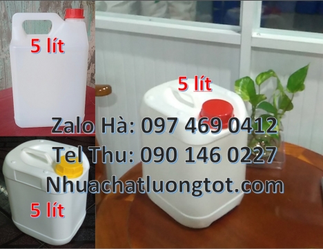 Can 2l tròn, can 4l vòi nhấn đựng nước rửa chén, can 5l trong đựng dầu tràm, Can 10l dẹp, Can nhựa 1