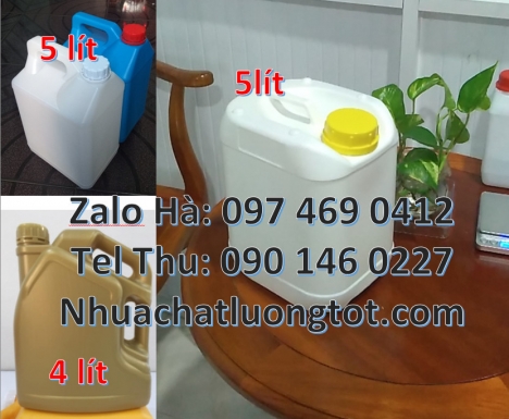 Can 2l tròn, can 4l vòi nhấn đựng nước rửa chén, can 5l trong đựng dầu tràm, Can 10l dẹp, Can nhựa 1