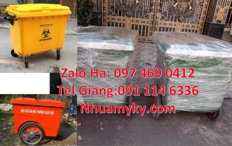 xe thu gom rác 3 bánh lớn, bán sỉ xe rác 660l Xe thu gom rác 660 lít bánh nhỏ, Xe gom rác 660l, xe