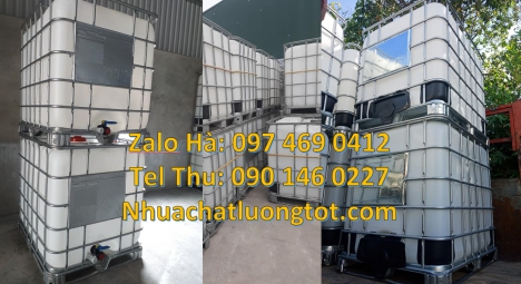 Thùng nhựa dung tích lớn, tank nhựa ibc 1 khối, bồn nhựa 1000 lít đựng hóa chất, Bồn IBC1000 lít đựn