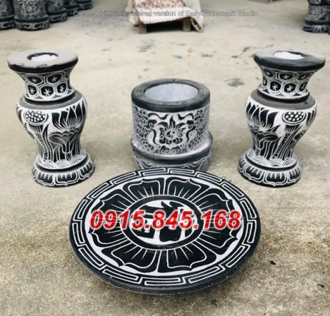 Mẫu bộ bát lư hương đá đẹp phú yên quảng ngãi bình định – bình bông lọ hoa đĩa đèn nến