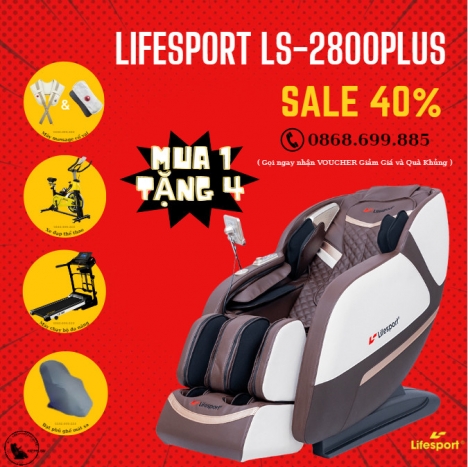 Cơ hội chỉ có 1 Lifesport 2800plus ( ls2800plus ) mua 1 ghế TẶNG 1 Máy Chạy Bộ 15 triệu KHỦNG