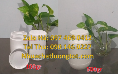 hũ 200gr đựng tinh bột, Hũ 250 gr đựng hóa chất, Hũ hdpe 100gr, Hũ 50 gr đựng mẫu thử. Hũ đựng hóa