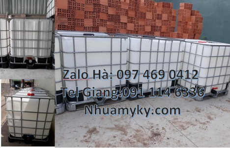 Thùng nhựa 1000L cũ đựng nước, Bồn ibc đựng hóa chất 1000l, Tank ibc đựng axit, Thùng nhựa dung tích