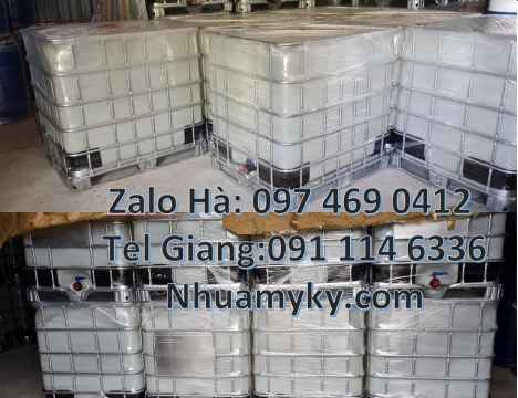 Thùng nhựa 1000L cũ đựng nước, Bồn ibc đựng hóa chất 1000l, Tank ibc đựng axit, Thùng nhựa dung tích