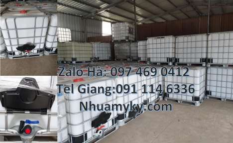 Thùng nhựa 1000L cũ đựng nước, Bồn ibc đựng hóa chất 1000l, Tank ibc đựng axit, Thùng nhựa dung tích