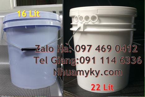 Thùng nhựa đựng sơn 18 lít nắp chiết rót giá rẻ, xô nhựa, thùng nhựa 22l giá rẻ, thùng nhựa vuông 18