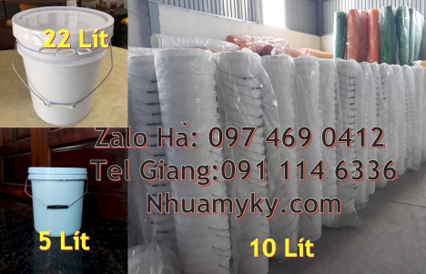 Thùng nhựa đựng sơn 18 lít nắp chiết rót giá rẻ, xô nhựa, thùng nhựa 22l giá rẻ, thùng nhựa vuông 18