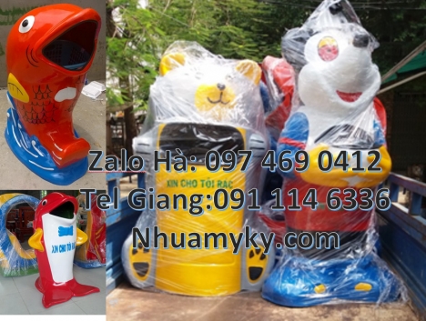 Thùng rác hình gấu. thùng rác con thú, thùng rác con vật, sọt rác hình thú, thùng rác cá c