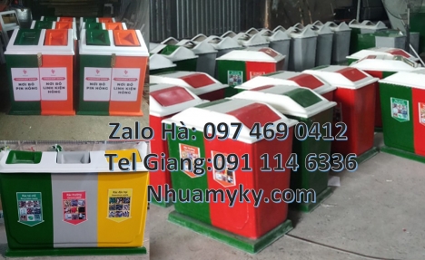 Thùng rác 2 ngăn nắp lật, thùng rác 3 ngăn trường học, thùng rác 3 ngăn, Thùng rác nhựa nắp lật bộ 3