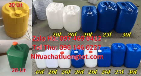 Can vuông 25l đựng phân bón, can 25l trắng, Can dẹp 30l đựng sữa tươi, Can nhựa 25 lít đựng nông dượ