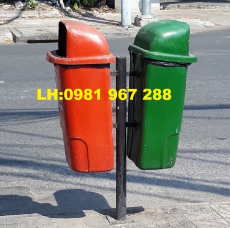 Nơi bán Thùng rác đôi ngoài trời composite ,thùng rác cọc treo đôi