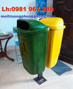 Nơi bán Thùng rác đôi ngoài trời composite ,thùng rác cọc treo đôi