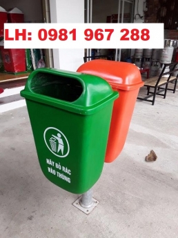 Nơi bán Thùng rác đôi ngoài trời composite ,thùng rác cọc treo đôi