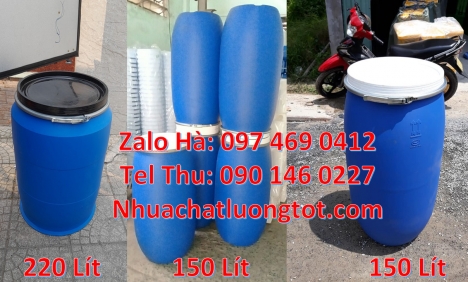 Phuy nhựa 30 lít, Thùng phuy nhựa 150 lít nắp mở Giá bán thùng phi nhựa 200l, Thùng Phuy Nhựa 220 l