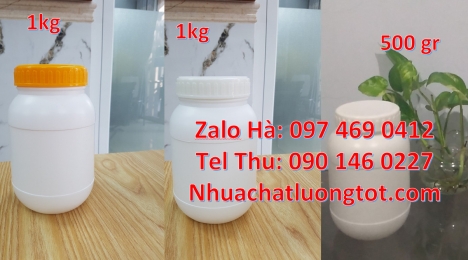 Hủ nhựa 500gr vuông đựng axit Hũ nhựa 2kg hdpe, Hũ 0.5kg lùn, Hũ đựng nông dược, Hũ nhựa 500gr đựng