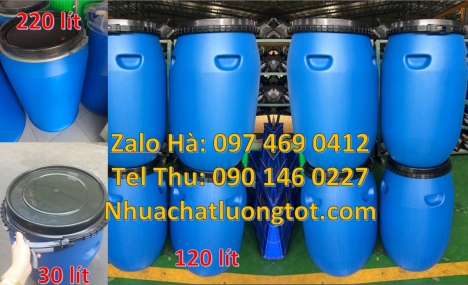 Phuy nhựa làm bè, Thùng phi nắp kín, Phuy nhựa 220 lít nắp mở, Phuy nhựa 30 lít, Thùng phuy nhựa 150
