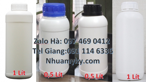 chai 250 ml đựng thuốc sâu, chai 500m chia vạch, bình nhựa 0.5 lít, Chai 50ml trắng sữa, Chai 500ml