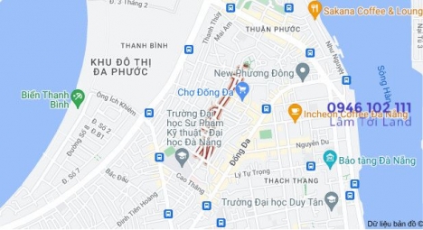 Đất mặt tiền giá sốc tại gần chợ Đống Đa Hải Châu 100m2 11tỷ4 Tặng thêm 98m2