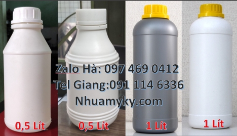 chai 250 ml đựng thuốc sâu, chai 500m chia vạch, bình nhựa 0.5 lít, Chai 50ml trắng sữa, Chai 500ml
