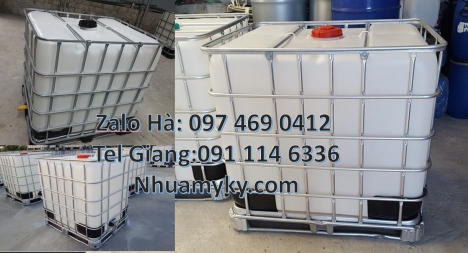 Bồn nhựa 1000 lít đựng hóa chất, bồn nhựa 1 khối nhập khẩu, Tank 1000L đựng chất phụ gia thực phẩm,