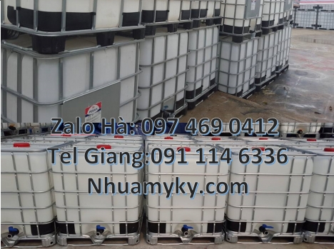 Bồn nhựa 1000 lít đựng hóa chất, bồn nhựa 1 khối nhập khẩu, Tank 1000L đựng chất phụ gia thực phẩm,