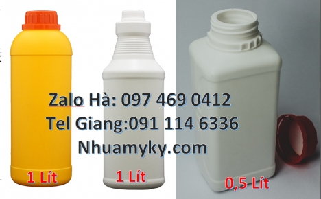 chai 250 ml đựng thuốc sâu, chai 500m chia vạch, bình nhựa 0.5 lít, Chai 50ml trắng sữa, Chai 500ml