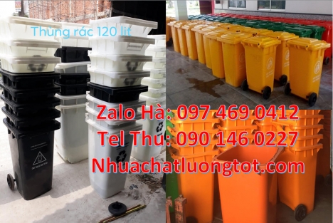 Thùng rác 60 lít không bánh xe giá rẻ, thùng rác nhựa 240 lít giá sỉ, Thùng rác 120l nắp kín