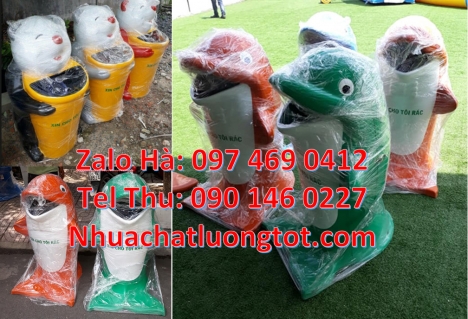 thùng rác con voi, thùng rác cá heo, Thùng rác cá chép, thùng rác gấu trúc, thùng rác