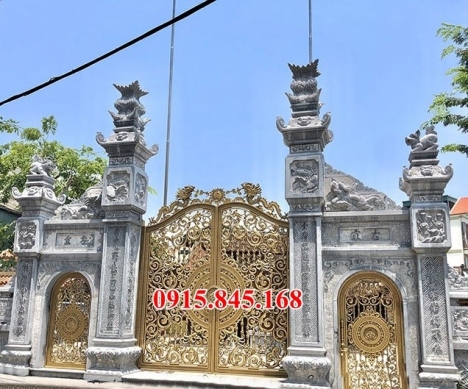 09 Mẫu cổng tứ trụ đình chùa bằng đá phong thủy