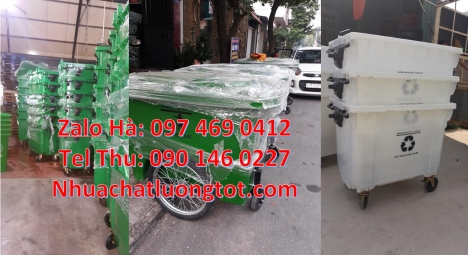 xe thu gom rác 1000 lít, Xe thu gom rác 660l 1000l nhựa composite, xe thu gom rác 660 lít 3 bánh hơi