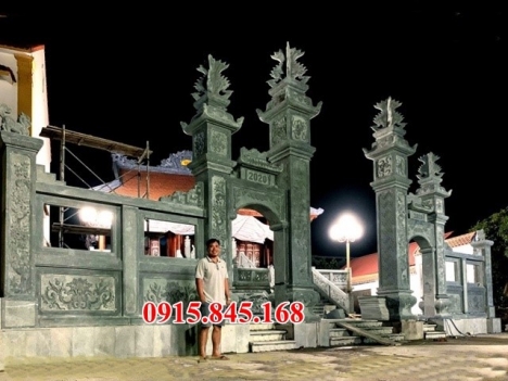09 Mẫu cổng tứ trụ đình chùa bằng đá phong thủy