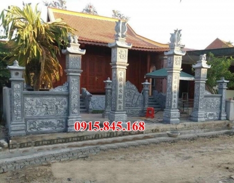 09 Mẫu cổng tứ trụ đình chùa bằng đá phong thủy