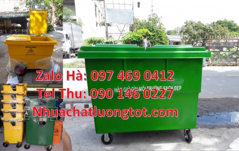 xe thu gom rác 1000 lít, Xe thu gom rác 660l 1000l nhựa composite, xe thu gom rác 660 lít 3 bánh hơi