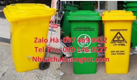 Thùng rác 60 lít không bánh xe giá rẻ, thùng rác nhựa 240 lít giá sỉ, Thùng rác 120l nắp kín