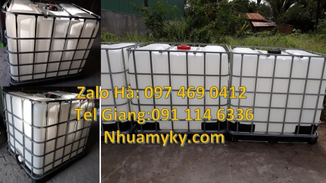 Bồn nhựa 1000 lít đựng hóa chất, bồn nhựa 1 khối nhập khẩu, bồn nhựa vuông 1000 lít đựng phân bón, T