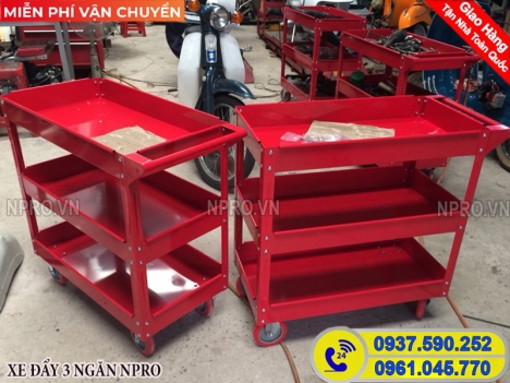 Xe đẩy 3 ngăn đựng dụng cụ cơ khí, đồ nghề sửa chữa
