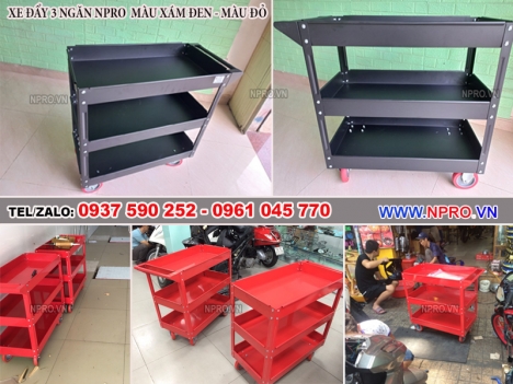 Xe đẩy 3 ngăn đựng dụng cụ cơ khí, đồ nghề sửa chữa